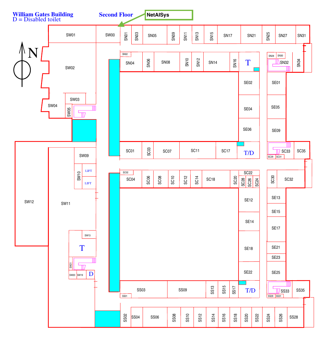 William Gates Building — Second Floor plan