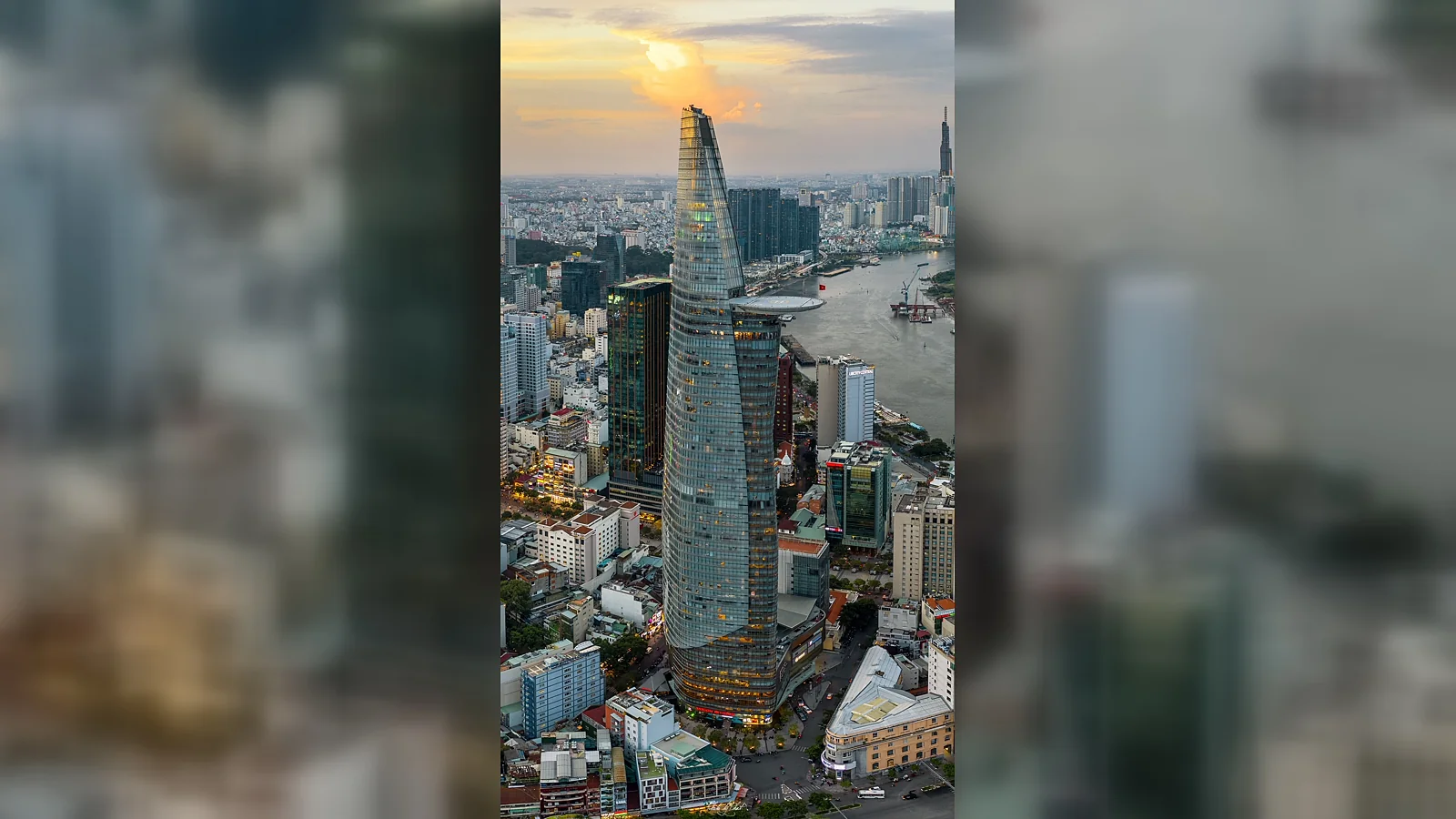 Aerial view of Bitexco Financial Tower